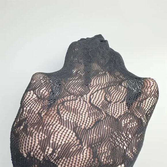 Women Black Net Stockings With Floral Pattern Sexy Match Any Outfit Tights NEW - Picture 2 of 4